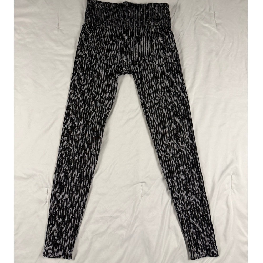 Kyodan Womens High Rise Leggings Black White Space Dye Performance Yoga Pants‎ M